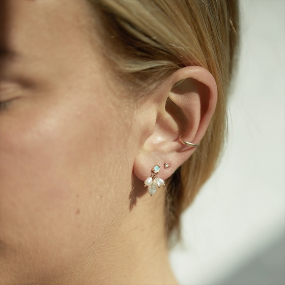 WWAKE cloudburst earrings pair opal freshwater pearl 14k gold catbird lagarconne - Picture 3 of 10